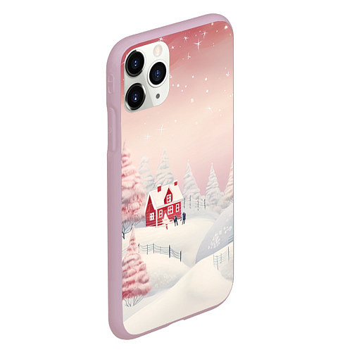 Чехол iPhone 11 Pro матовый Снежное сияние ночи / 3D-Розовый – фото 2