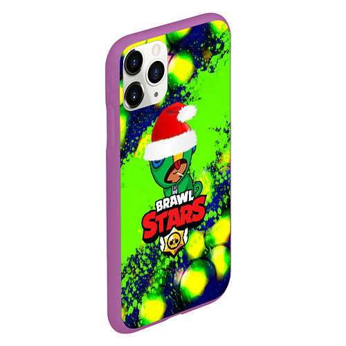 Чехол iPhone 11 Pro матовый Brawl stars leon green color / 3D-Фиолетовый – фото 2