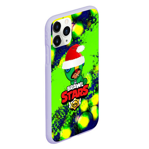 Чехол iPhone 11 Pro матовый Brawl stars leon green color / 3D-Светло-сиреневый – фото 2