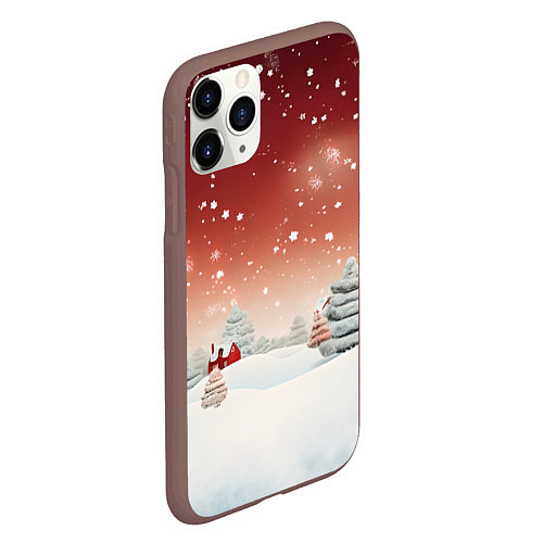 Чехол iPhone 11 Pro матовый Огни рождественского города / 3D-Коричневый – фото 2