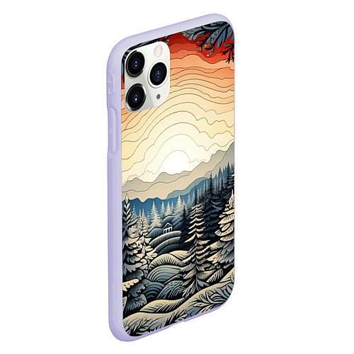 Чехол iPhone 11 Pro матовый Искрящиеся снежинки в вальсе волшебства / 3D-Светло-сиреневый – фото 2