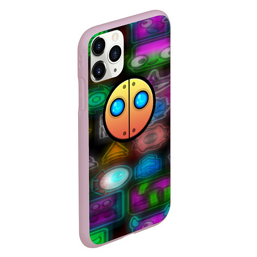 Чехол iPhone 11 Pro матовый Geometry dash stiker / 3D-Розовый – фото 2