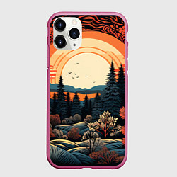 Чехол iPhone 11 Pro матовый Мерцание праздника новогодний орнамент, цвет: 3D-малиновый