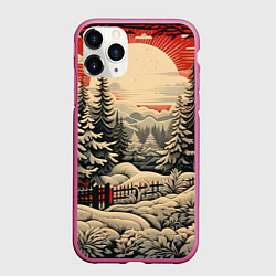 Чехол iPhone 11 Pro матовый Блеск снежинок новогодний стиль, цвет: 3D-малиновый