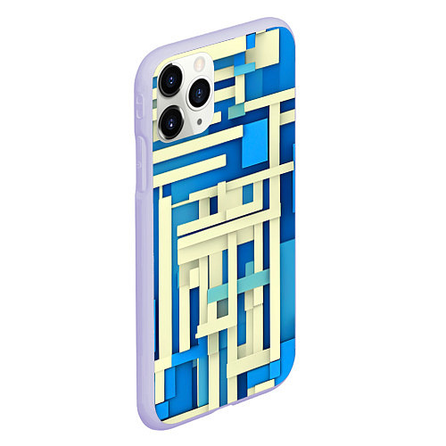 Чехол iPhone 11 Pro матовый Полосы на синем фоне / 3D-Светло-сиреневый – фото 2