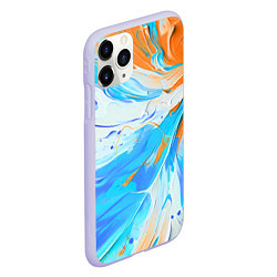 Чехол iPhone 11 Pro матовый Голубая и оранжевая краска, цвет: 3D-светло-сиреневый — фото 2