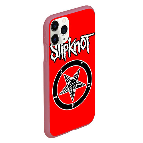 Чехол iPhone 11 Pro матовый Slipknot пентаграмма / 3D-Малиновый – фото 2