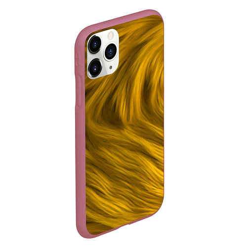 Чехол iPhone 11 Pro матовый Текстура желтой шерсти / 3D-Малиновый – фото 2