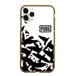 Чехол iPhone 11 Pro матовый PUBG black birds, цвет: 3D-коричневый