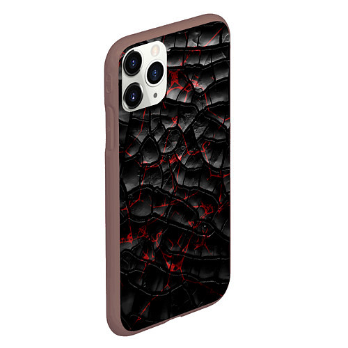 Чехол iPhone 11 Pro матовый Трещины черные / 3D-Коричневый – фото 2