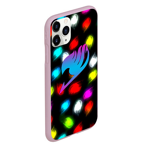 Чехол iPhone 11 Pro матовый Fairy Tail неоновые лого / 3D-Розовый – фото 2