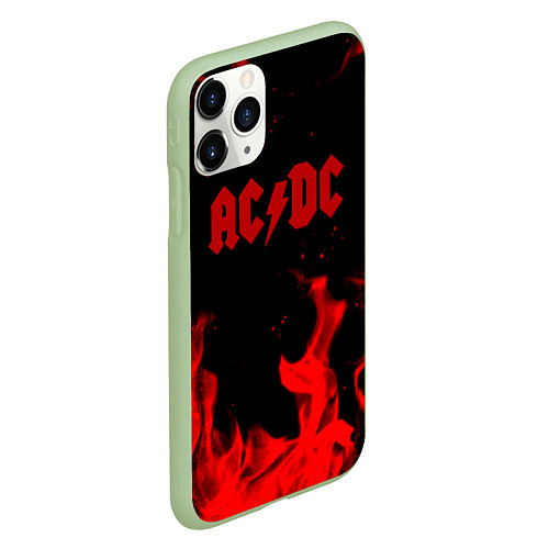 Чехол iPhone 11 Pro матовый AC DC огненный стиль / 3D-Салатовый – фото 2