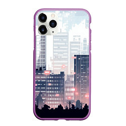 Чехол iPhone 11 Pro матовый Безмятежный город, цвет: 3D-фиолетовый