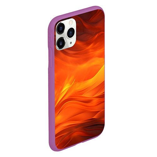 Чехол iPhone 11 Pro матовый Яркий огонь / 3D-Фиолетовый – фото 2