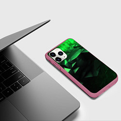 Чехол iPhone 11 Pro матовый Видение зеленого в абстракции, цвет: 3D-малиновый — фото 2