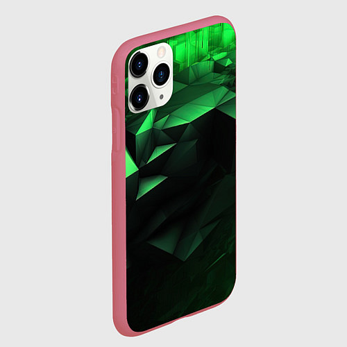 Чехол iPhone 11 Pro матовый Видение зеленого в абстракции / 3D-Малиновый – фото 2
