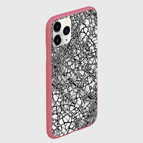 Чехол iPhone 11 Pro матовый Разбитое зеркало / 3D-Малиновый – фото 2