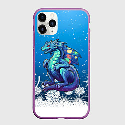 Чехол iPhone 11 Pro матовый Дракон магический 2024, цвет: 3D-фиолетовый