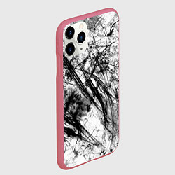 Чехол iPhone 11 Pro матовый Чёрно белые узоры, цвет: 3D-малиновый — фото 2