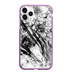 Чехол iPhone 11 Pro матовый Чёрно белые узоры, цвет: 3D-фиолетовый