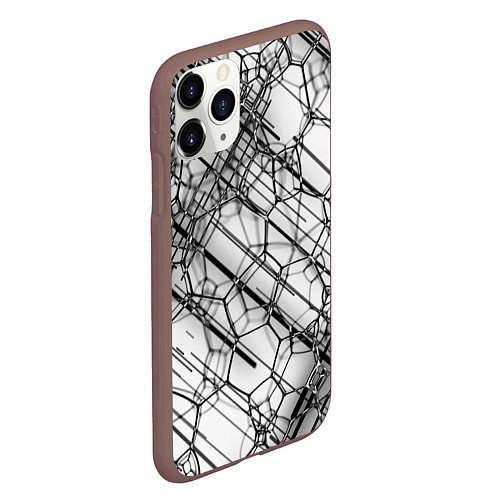 Чехол iPhone 11 Pro матовый Зеркальные узоры / 3D-Коричневый – фото 2