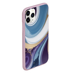 Чехол iPhone 11 Pro матовый Абстрактный волнистый узор фиолетовый с голубым, цвет: 3D-розовый — фото 2