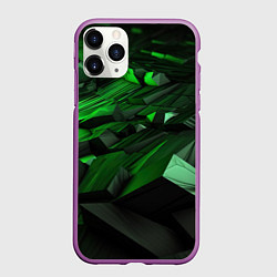 Чехол iPhone 11 Pro матовый Вихри зелени в абстракции, цвет: 3D-фиолетовый