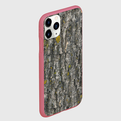 Чехол iPhone 11 Pro матовый Узор коры дерева / 3D-Малиновый – фото 2
