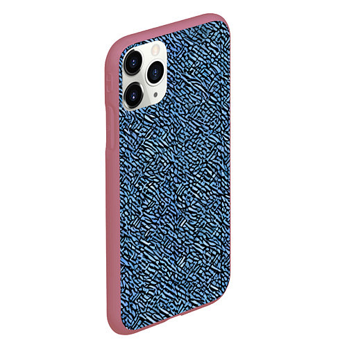 Чехол iPhone 11 Pro матовый Чёрные и синие мазки / 3D-Малиновый – фото 2