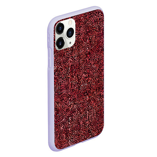 Чехол iPhone 11 Pro матовый Чёрные и красные мазки / 3D-Светло-сиреневый – фото 2