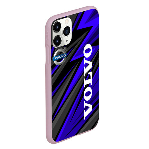 Чехол iPhone 11 Pro матовый Volvo - Синий спортивный / 3D-Розовый – фото 2