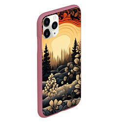 Чехол iPhone 11 Pro матовый Волшебные орнаменты, цвет: 3D-малиновый — фото 2