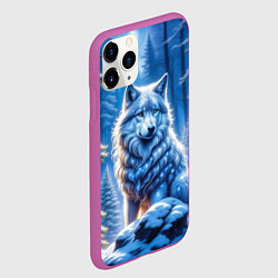 Чехол iPhone 11 Pro матовый Волк в зимнем ночном лесу, цвет: 3D-фиолетовый — фото 2