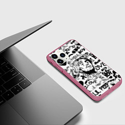 Чехол iPhone 11 Pro матовый Lil peep автограф, цвет: 3D-малиновый — фото 2