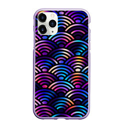 Чехол iPhone 11 Pro матовый Разноцветные волны-чешуйки, цвет: 3D-светло-сиреневый