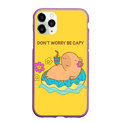 Чехол iPhone 11 Pro матовый Капибара dont worry be capy