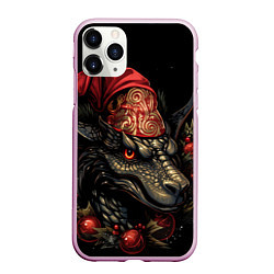 Чехол iPhone 11 Pro матовый Инейный дракон, цвет: 3D-розовый