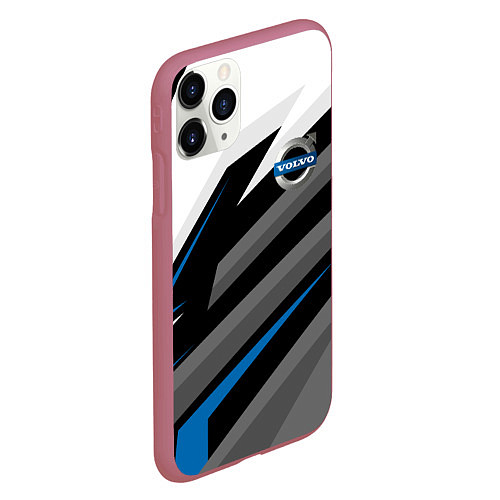 Чехол iPhone 11 Pro матовый Volvo - blue sport / 3D-Малиновый – фото 2