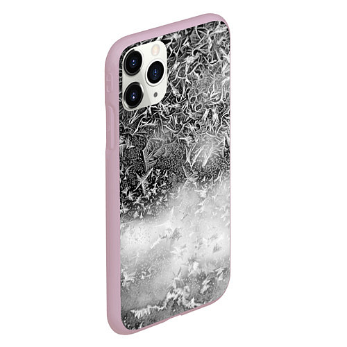 Чехол iPhone 11 Pro матовый Серый лёд и снежинки / 3D-Розовый – фото 2