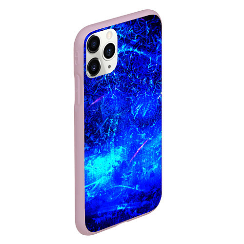 Чехол iPhone 11 Pro матовый Синий лёд и снежинки / 3D-Розовый – фото 2