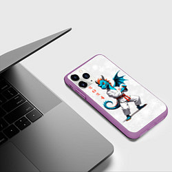 Чехол iPhone 11 Pro матовый Дракон на спорте 2024, цвет: 3D-фиолетовый — фото 2