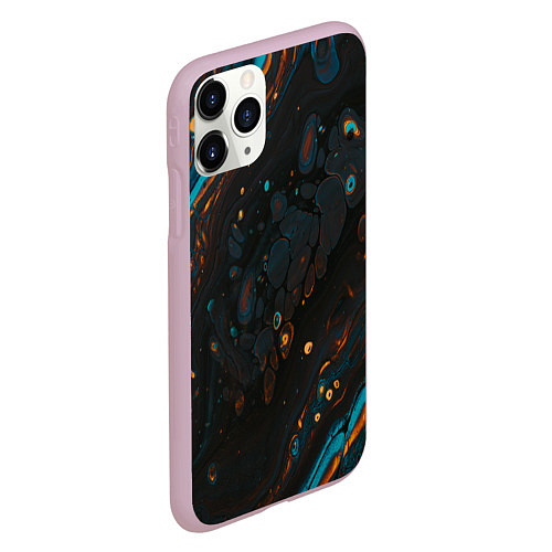 Чехол iPhone 11 Pro матовый Разводы на нефтяной луже / 3D-Розовый – фото 2