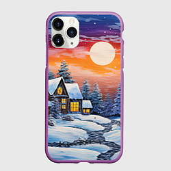 Чехол iPhone 11 Pro матовый Заснеженные тропинки радости, цвет: 3D-фиолетовый