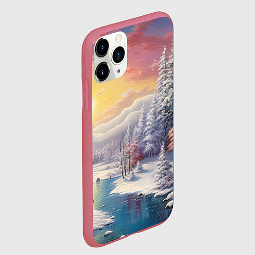 Чехол iPhone 11 Pro матовый Сказочное сияние нового года / 3D-Малиновый – фото 2