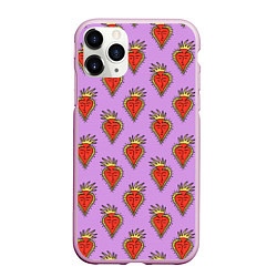 Чехол iPhone 11 Pro матовый Причудливые сердца, цвет: 3D-розовый