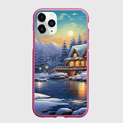 Чехол iPhone 11 Pro матовый Волшебство зимней ночи, цвет: 3D-малиновый