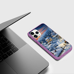 Чехол iPhone 11 Pro матовый Морозный карнавал праздника, цвет: 3D-фиолетовый — фото 2