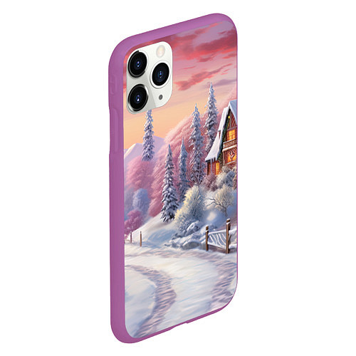 Чехол iPhone 11 Pro матовый Волшебное сияние новогодних огней / 3D-Фиолетовый – фото 2