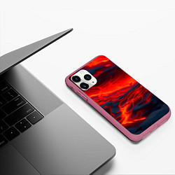 Чехол iPhone 11 Pro матовый Текущая магма, цвет: 3D-малиновый — фото 2