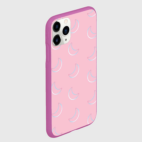 Чехол iPhone 11 Pro матовый Розовая луна / 3D-Фиолетовый – фото 2